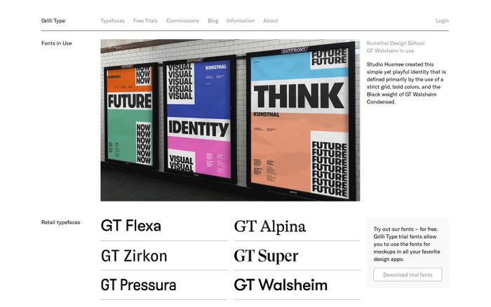 Inspirational website using Corporate, GT Alpina, GT America and GT Cinetype font