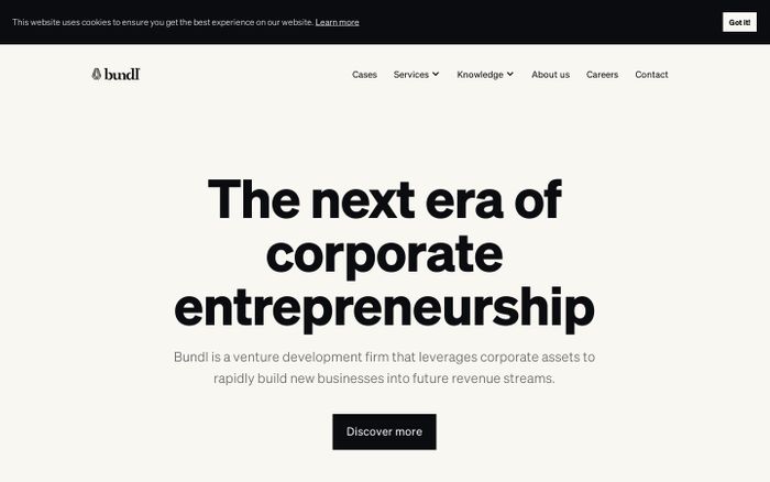 Screenshot of Bundl website