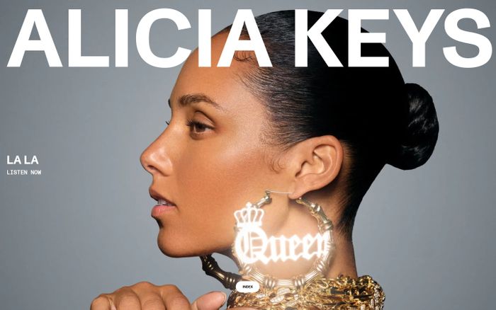 Screenshot of Alicia Keys website