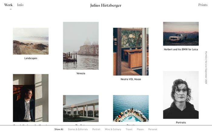 Screenshot of Work - Julius Hirtzberger // Vienna based photographer website
