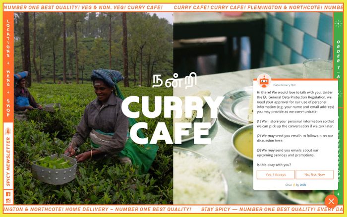 Screenshot of Curry Cafe website