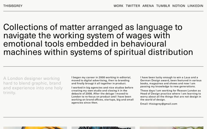 Inspirational website using Neue Haas Unica, Space Mono and Titling Gothic Wide font