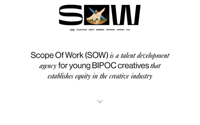 Screenshot of Scope of Work website