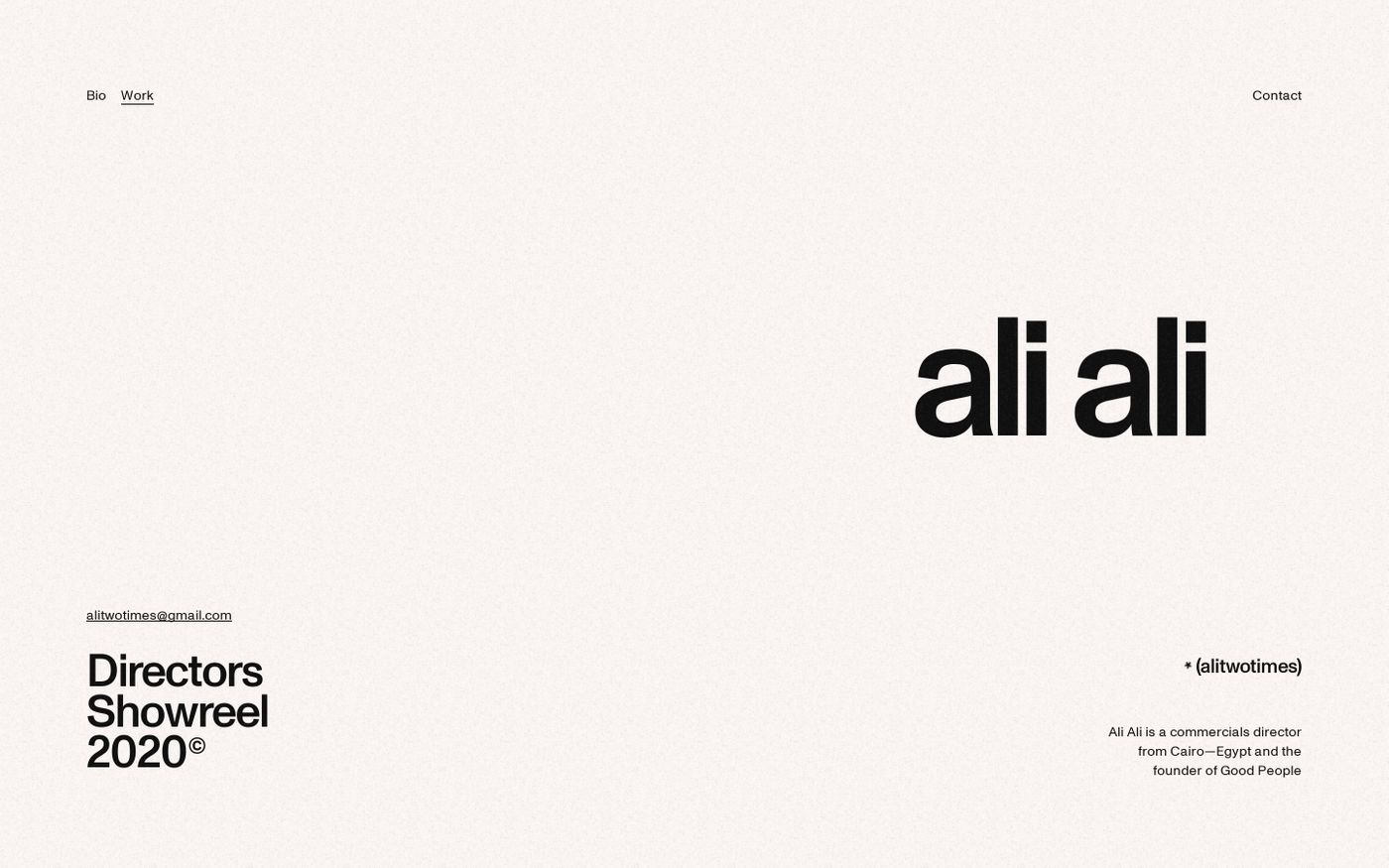 Screenshot of Ali Ali website