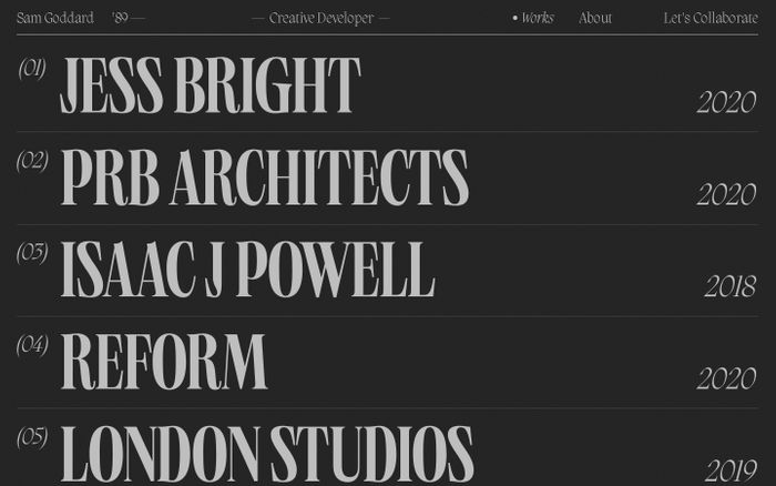 Inspirational website using Migra and Neue World font