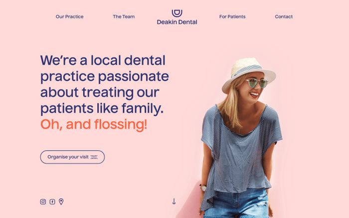 Screenshot of Deakin Dental website