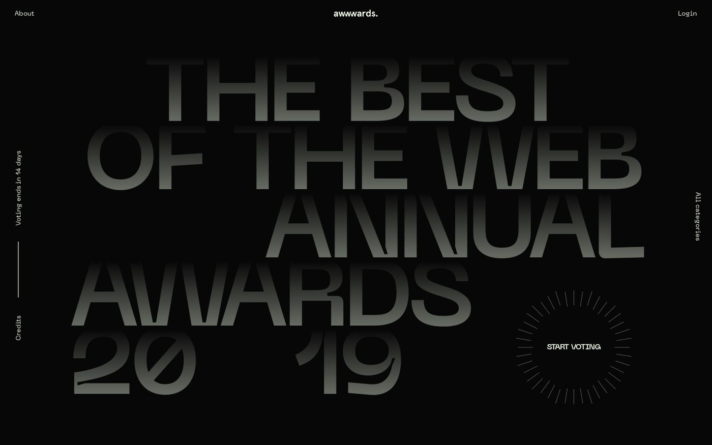 Screenshot of Awwwards nominees of the Year 2019 website