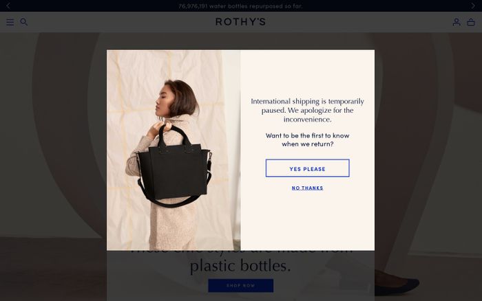 Screenshot of Rothy’s website