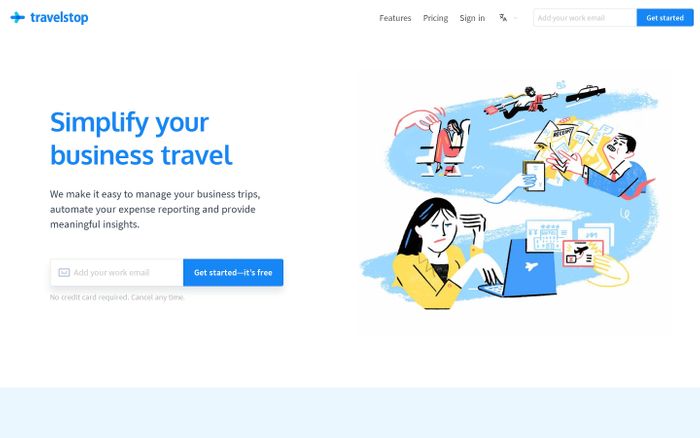 Screenshot of Travelstop says… website