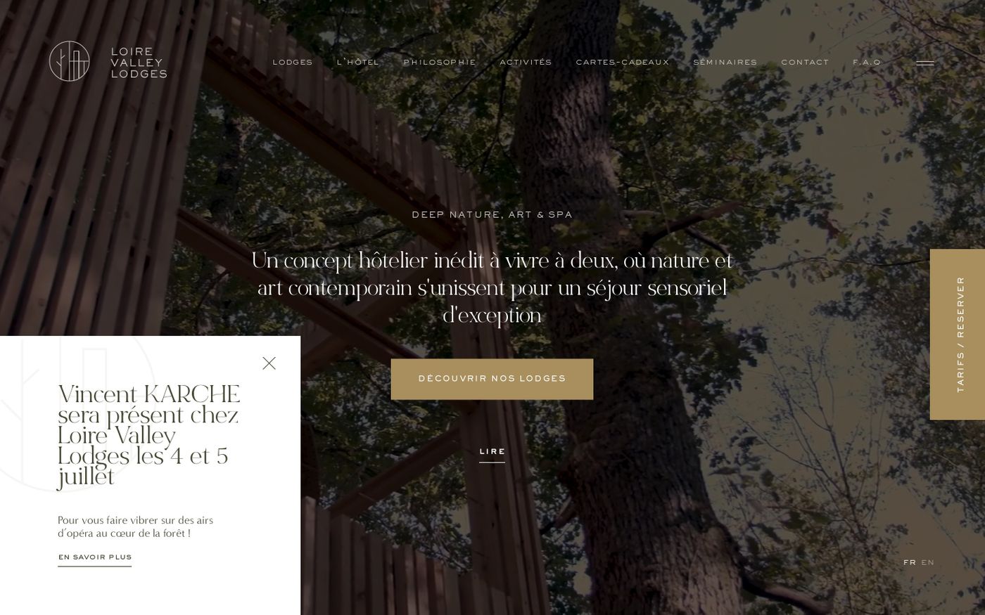 Screenshot of Loire Valley Lodges website