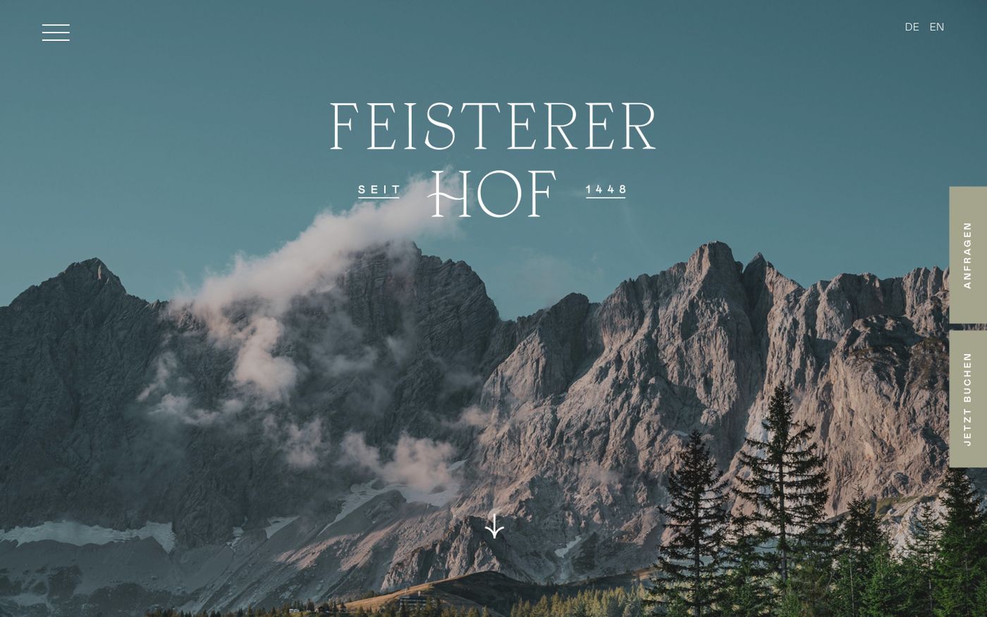 Screenshot of Feistererhof Hotel website