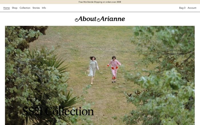 Screenshot of About Arianne website