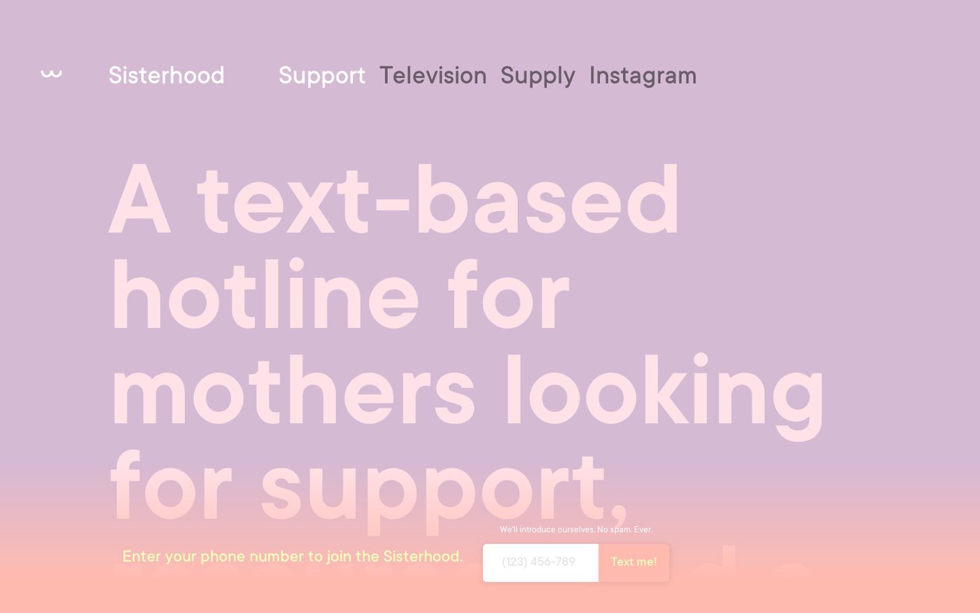 Screenshot of Sisterhood website