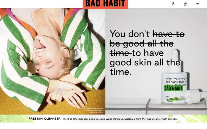 Screenshot of Bad Habit website