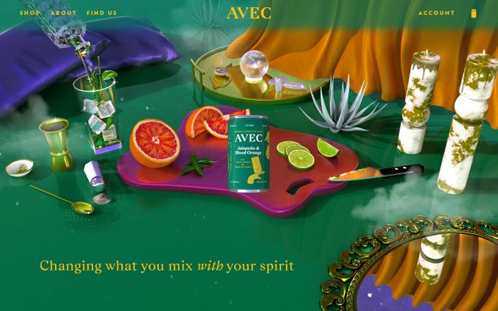 Screenshot of Avec drinks website