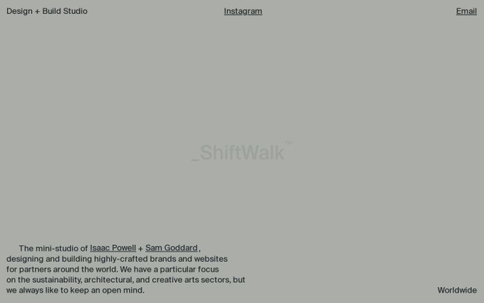 Screenshot of ShiftWalk website