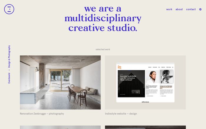 Screenshot of Home — Evenbeeld — Design & Photography website
