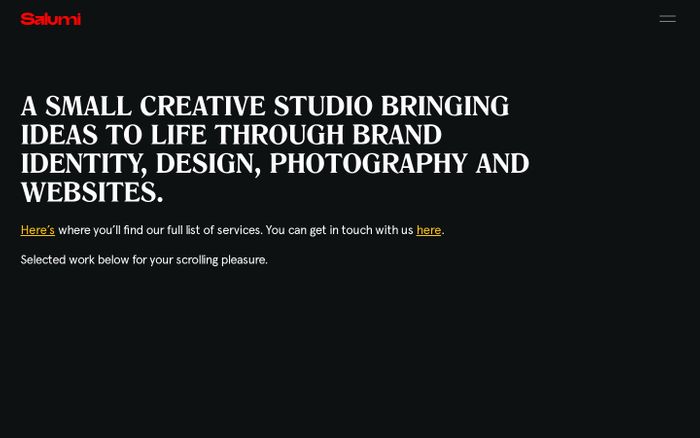Screenshot of Salumi Studio website