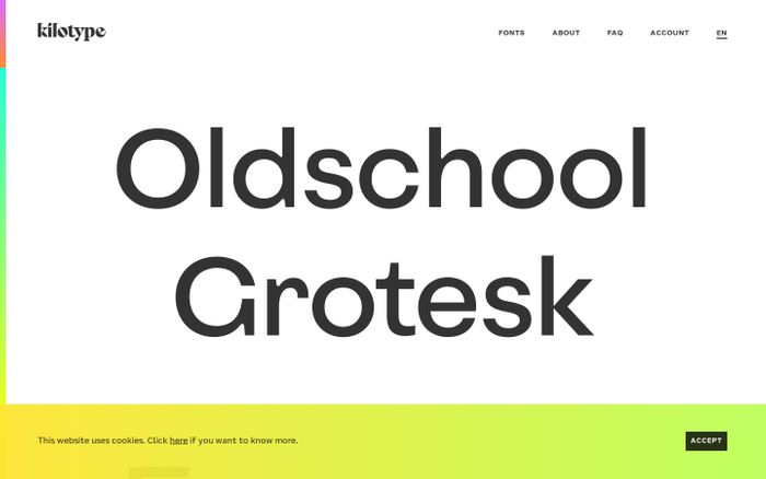 Inspirational website using Oldschool Grotesk font