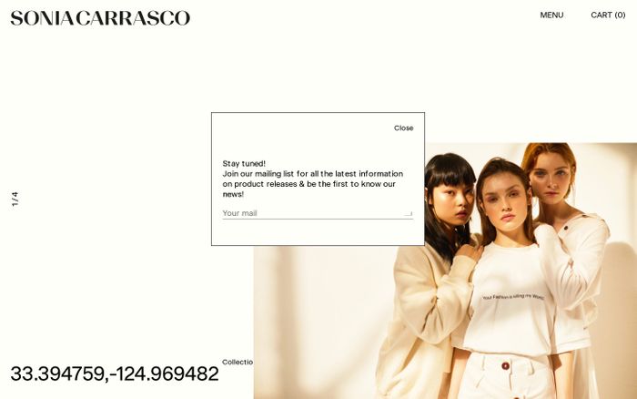 Screenshot of Sonia Carrasco – Ready-to-wear clothing website