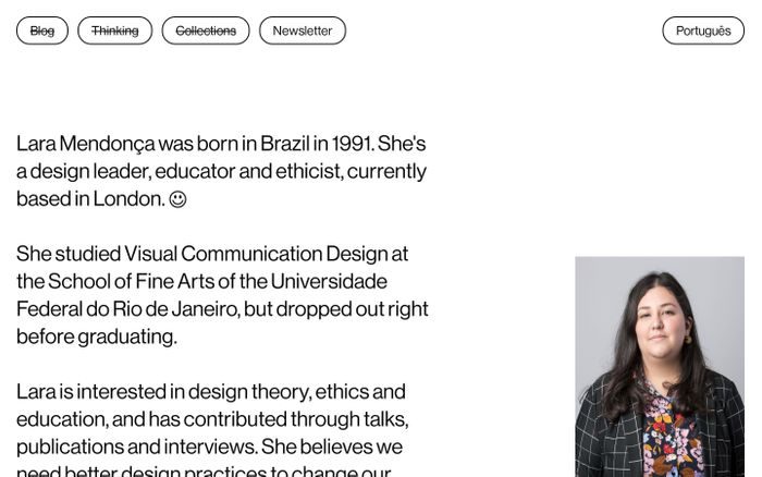 Screenshot of Lara Mendonça website