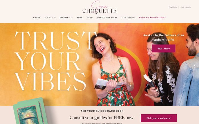 Screenshot of  Sonia Choquette website