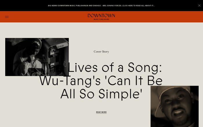 Screenshot of Downtown Music Publishing website