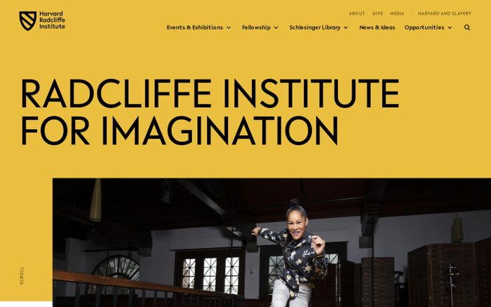 Screenshot of Radcliffe Institute website