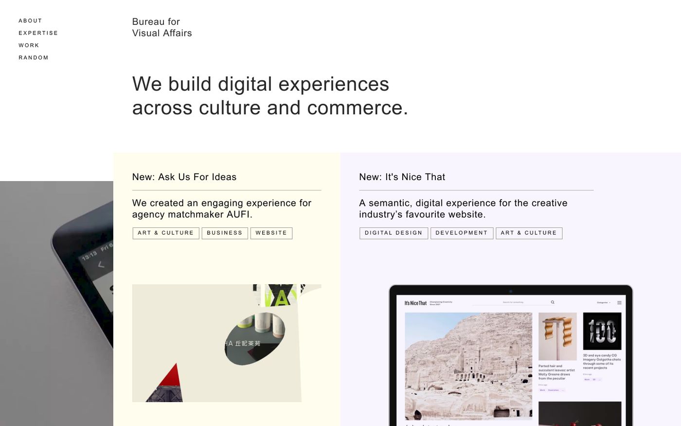 Screenshot of Bureau for Visual Affairs website