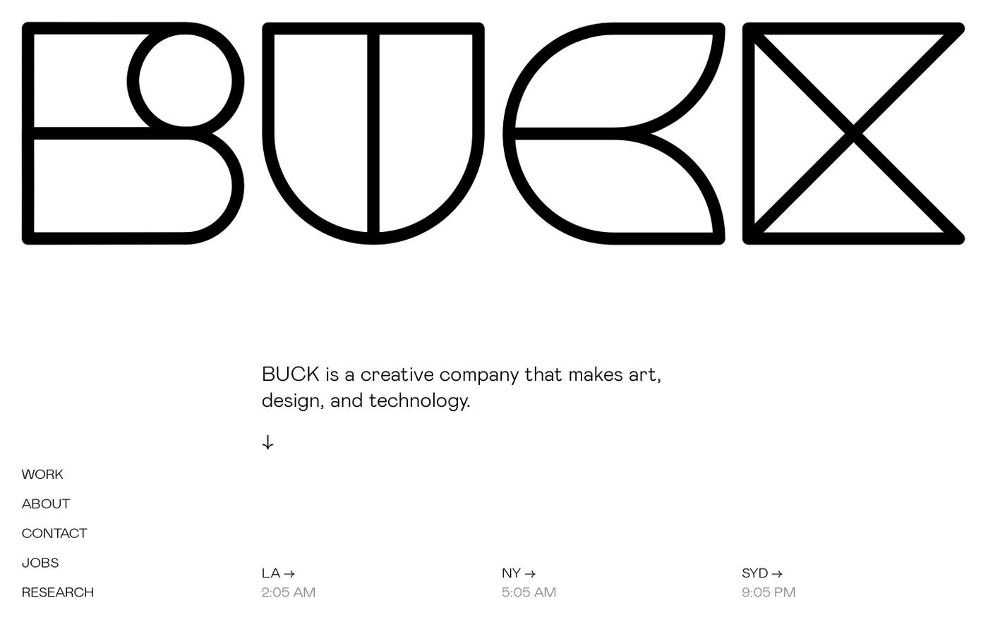 Screenshot of Buck website