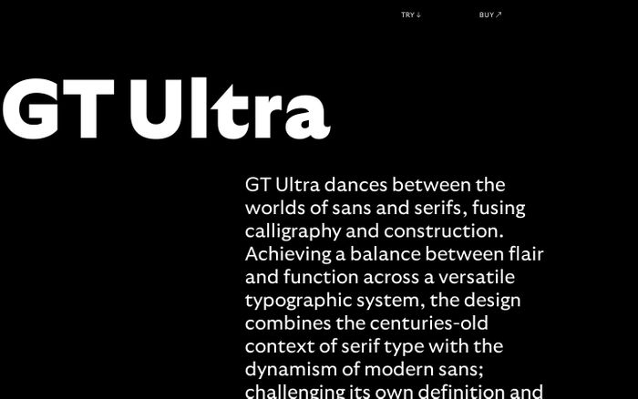 Inspirational website using GT Super and GT Ultra font