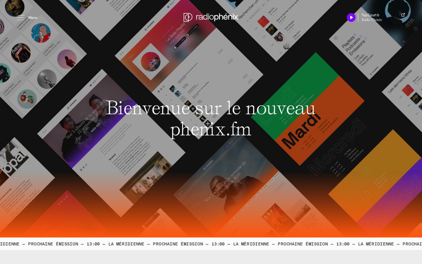 Screenshot of Radio Phénix website