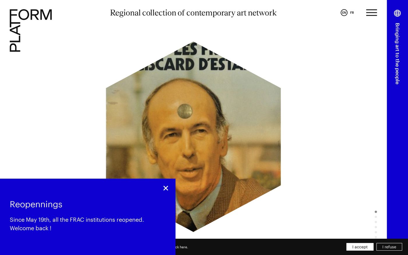 Screenshot of Regional collection of contemporary art network website