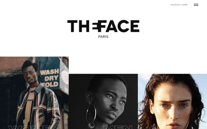 Screenshot of  The Face website