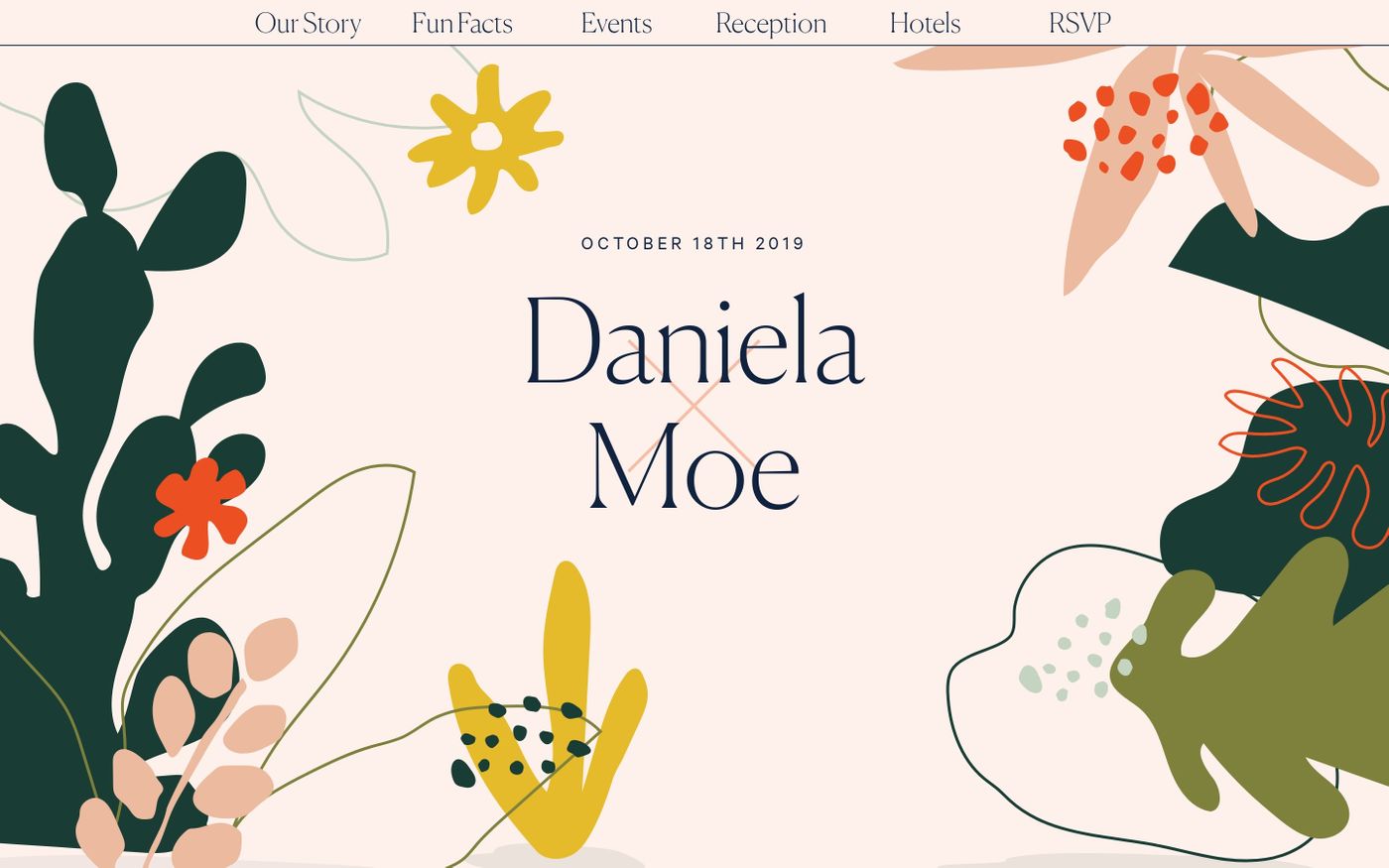 Screenshot of Daniela Covarrubias and Moe Amaya — Los Angeles Wedding website