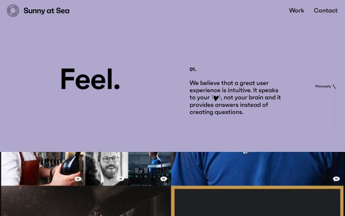 Screenshot of Sunny at Sea - Experience design agency in Stockholm website