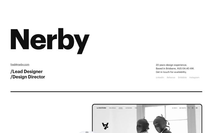 Screenshot of Fred Nerby website