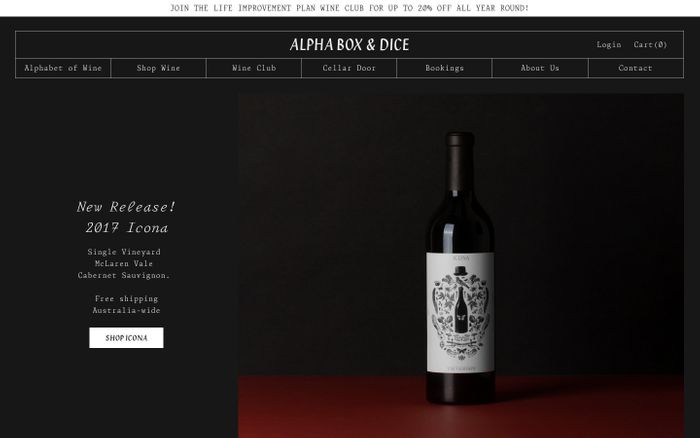 Screenshot of Alpha Box & Dice website