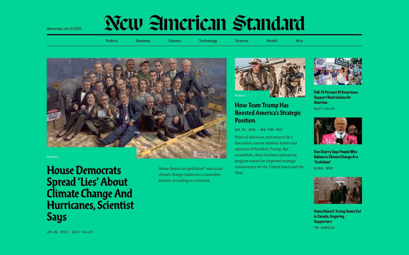 Screenshot of New American standard website