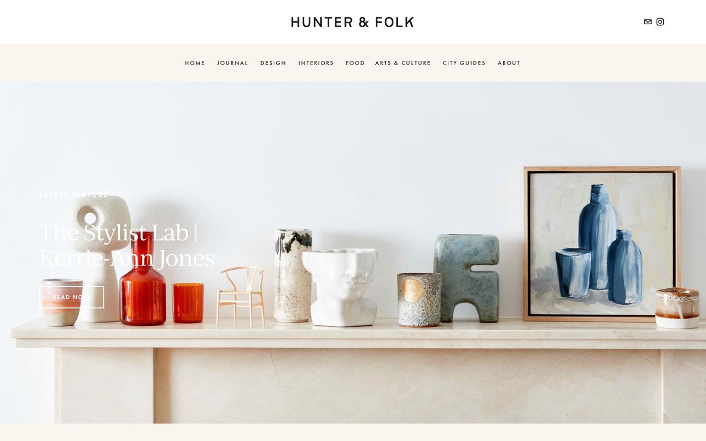 Screenshot of Hunter & Folk website