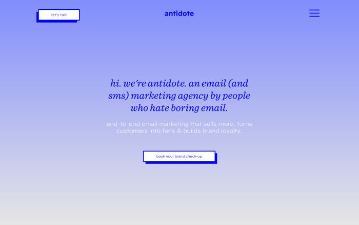 Inspirational website using Decimal and Sentinel font