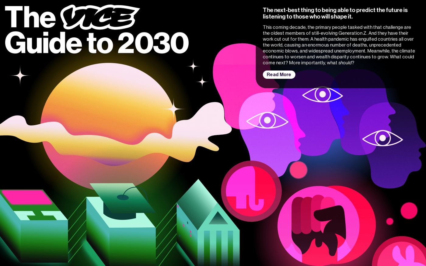 Screenshot of The VICE Guide to 2030 website