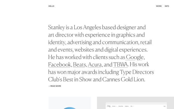 Screenshot of Stanley Chen website