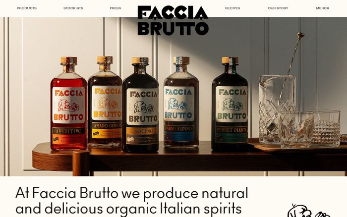 Screenshot of Faccia Brutto Spirits website
