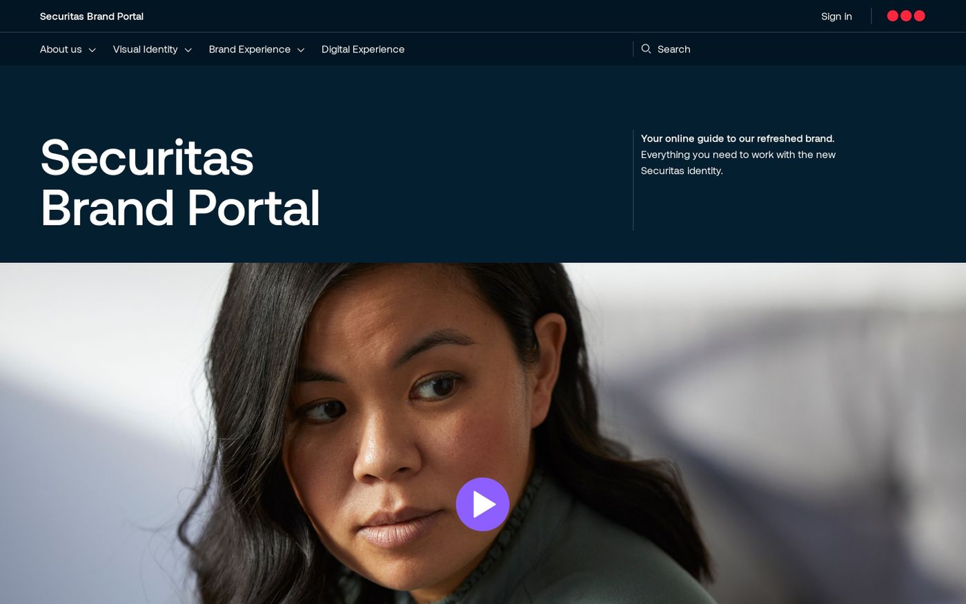 Screenshot of Securitas brand portal website