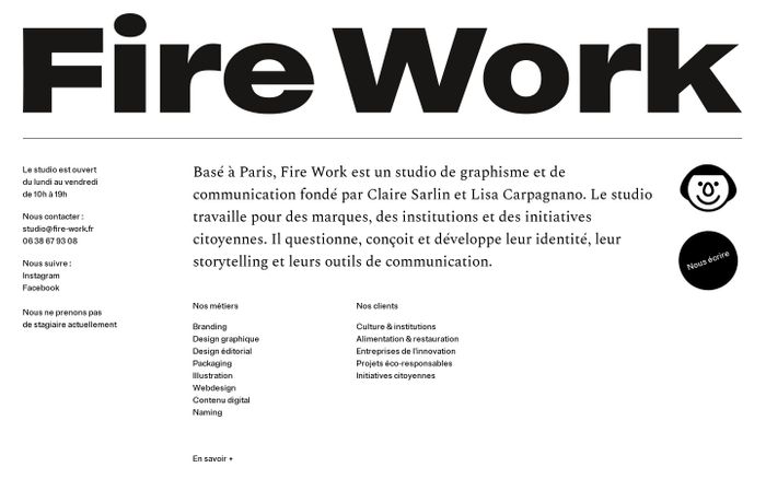 Screenshot of Fire Work website