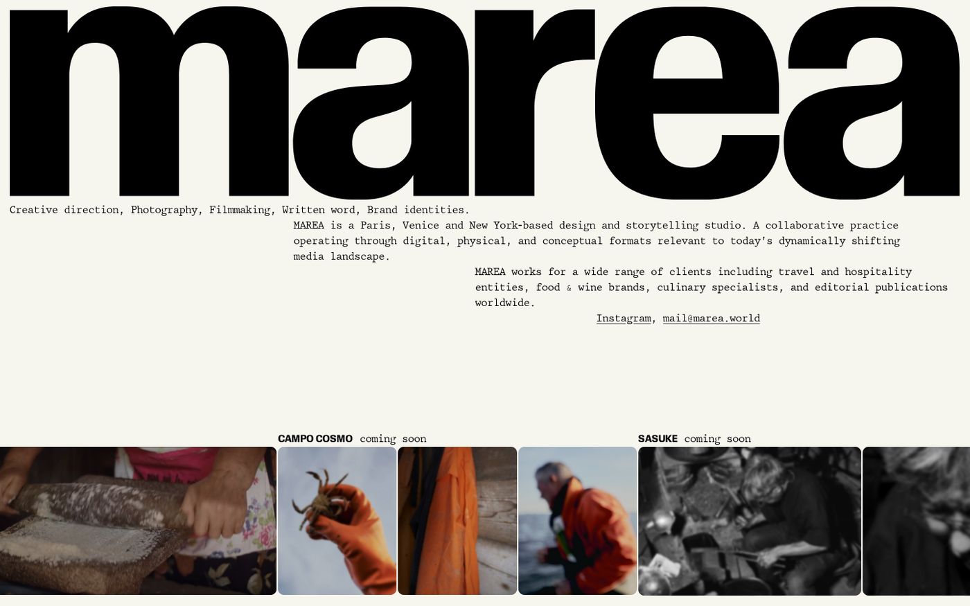 Screenshot of Marea website