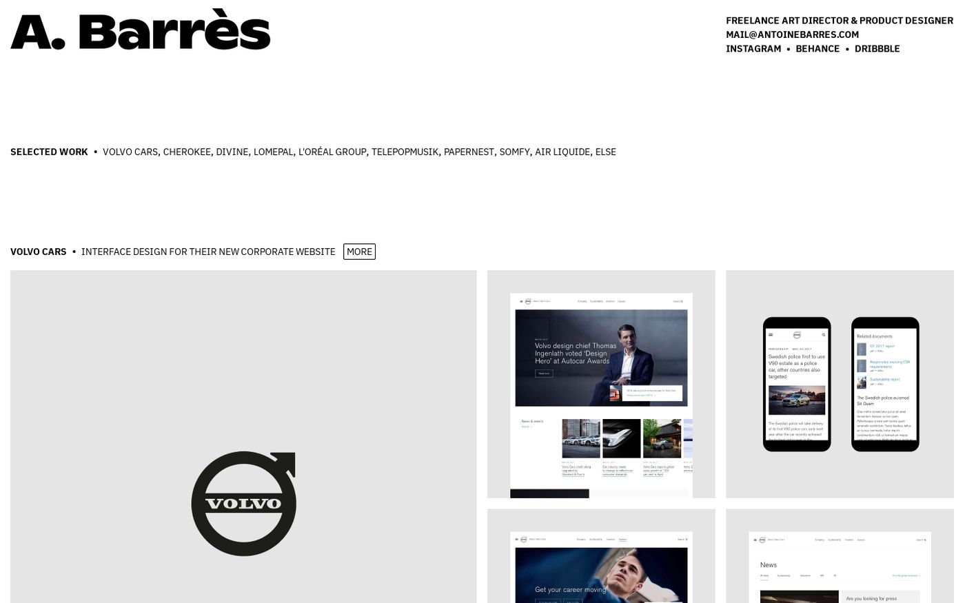 Screenshot of Antoine Barrès website