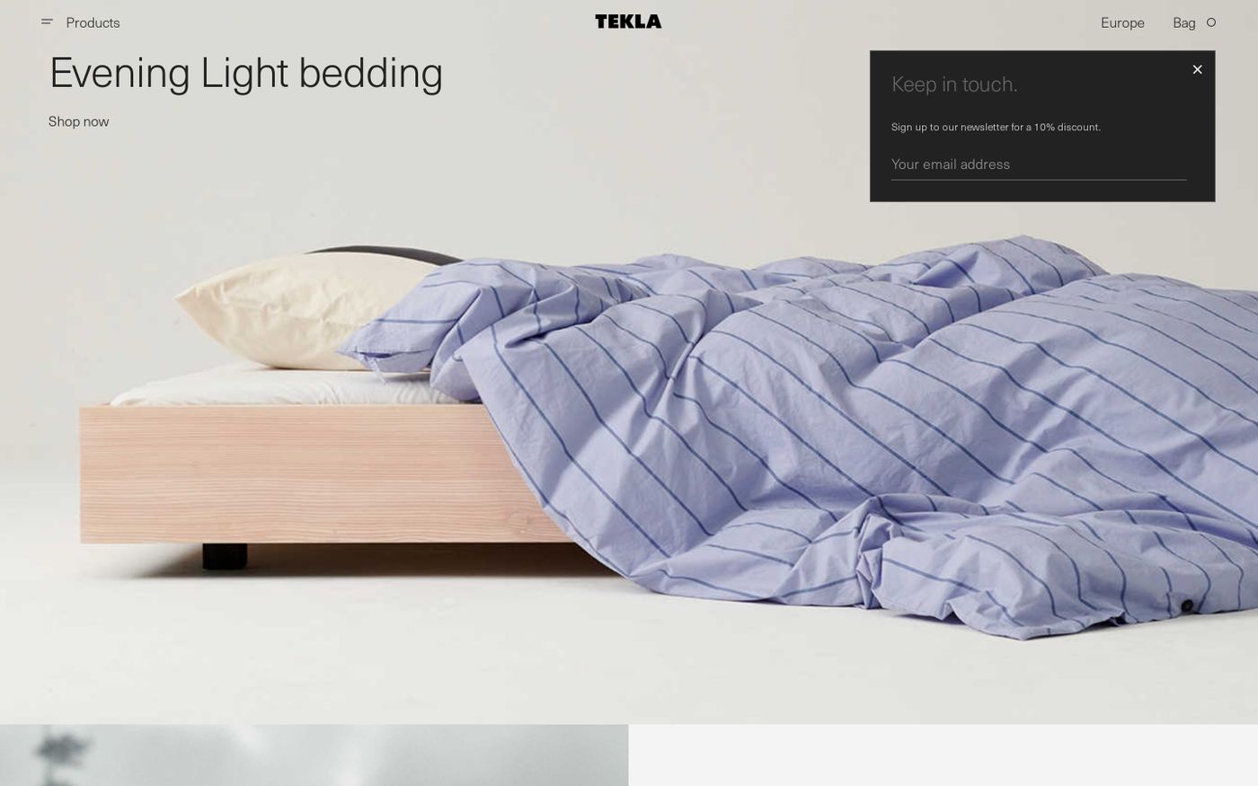 Screenshot of Welcome to Tekla's Official Website | Tekla Fabrics website